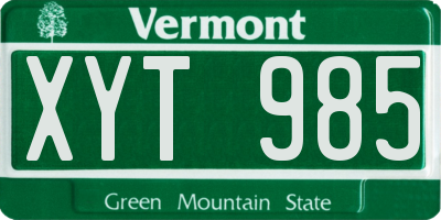 VT license plate XYT985