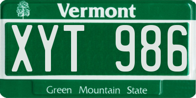 VT license plate XYT986