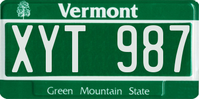 VT license plate XYT987