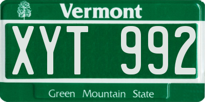 VT license plate XYT992