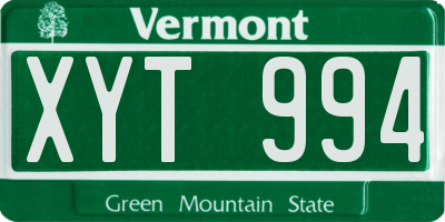 VT license plate XYT994