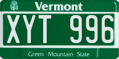 VT license plate XYT996