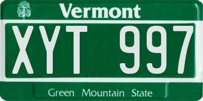 VT license plate XYT997