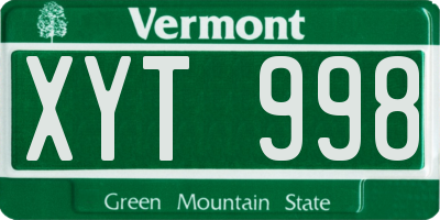 VT license plate XYT998