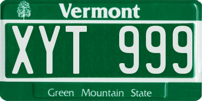 VT license plate XYT999