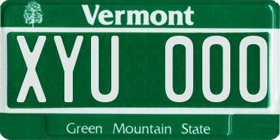 VT license plate XYU000