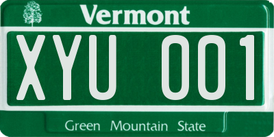 VT license plate XYU001