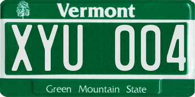 VT license plate XYU004