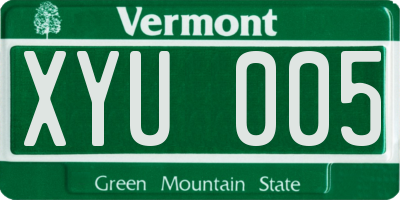 VT license plate XYU005