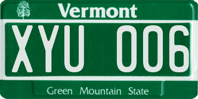 VT license plate XYU006
