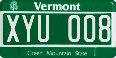 VT license plate XYU008