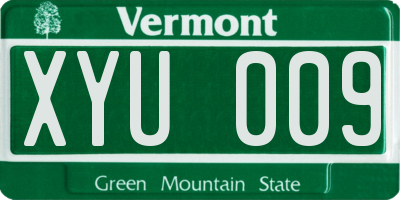 VT license plate XYU009