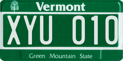 VT license plate XYU010