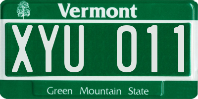 VT license plate XYU011