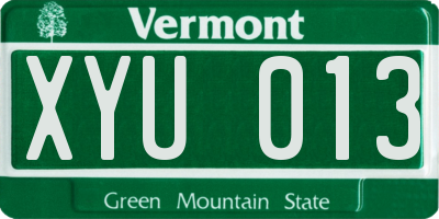 VT license plate XYU013