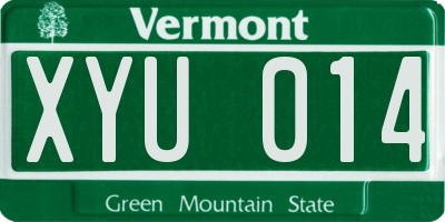 VT license plate XYU014