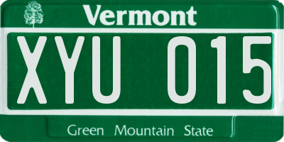VT license plate XYU015