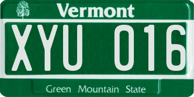 VT license plate XYU016