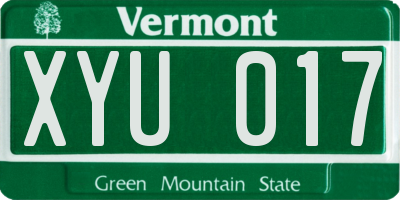 VT license plate XYU017
