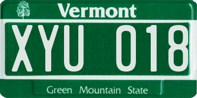 VT license plate XYU018