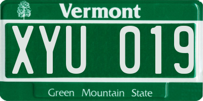 VT license plate XYU019