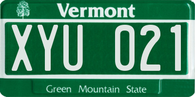 VT license plate XYU021
