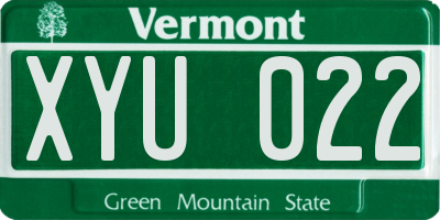 VT license plate XYU022