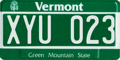VT license plate XYU023