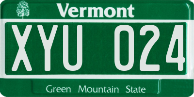 VT license plate XYU024