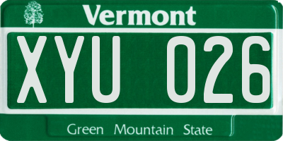 VT license plate XYU026