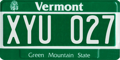 VT license plate XYU027