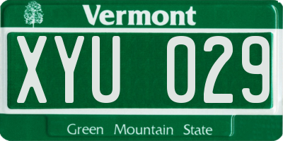 VT license plate XYU029