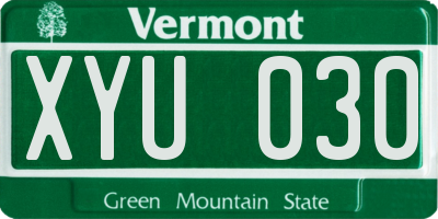 VT license plate XYU030