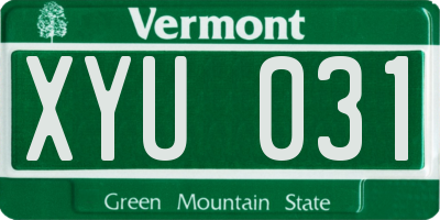 VT license plate XYU031