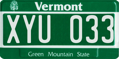 VT license plate XYU033