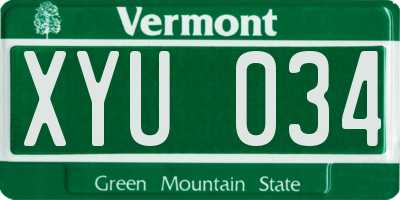 VT license plate XYU034