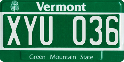 VT license plate XYU036