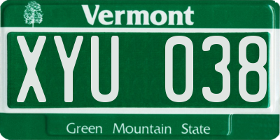 VT license plate XYU038