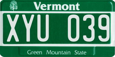 VT license plate XYU039