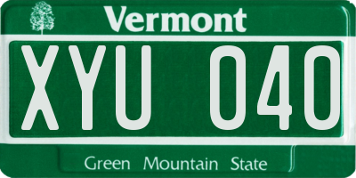 VT license plate XYU040
