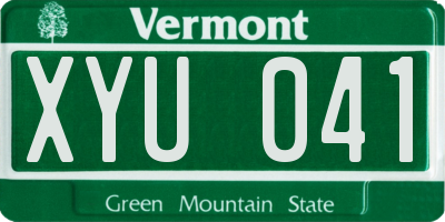 VT license plate XYU041
