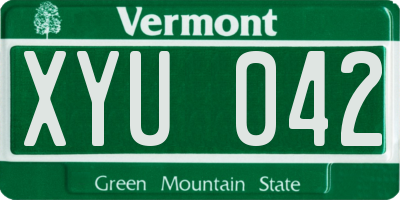 VT license plate XYU042