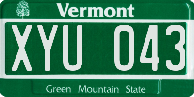 VT license plate XYU043