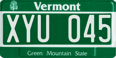VT license plate XYU045
