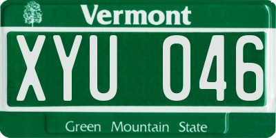 VT license plate XYU046