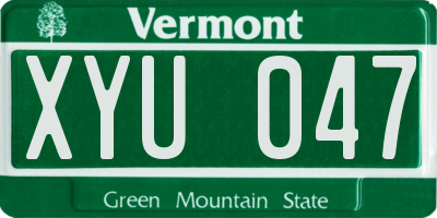 VT license plate XYU047