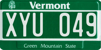 VT license plate XYU049