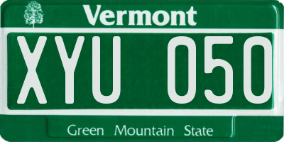 VT license plate XYU050