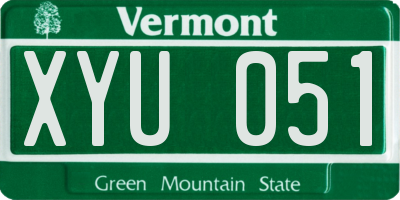 VT license plate XYU051