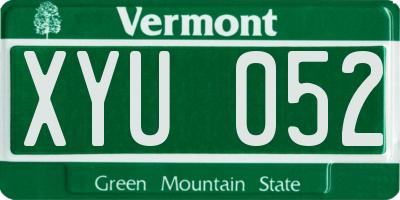 VT license plate XYU052